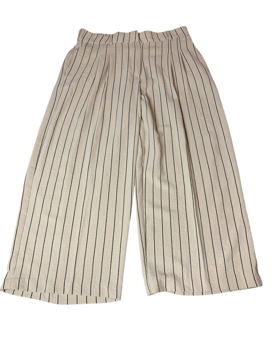 Haver & Blair Pants - Haver + Blair Cream & Navy Vertical Stripe Wide Leg Culotte Pants - Large